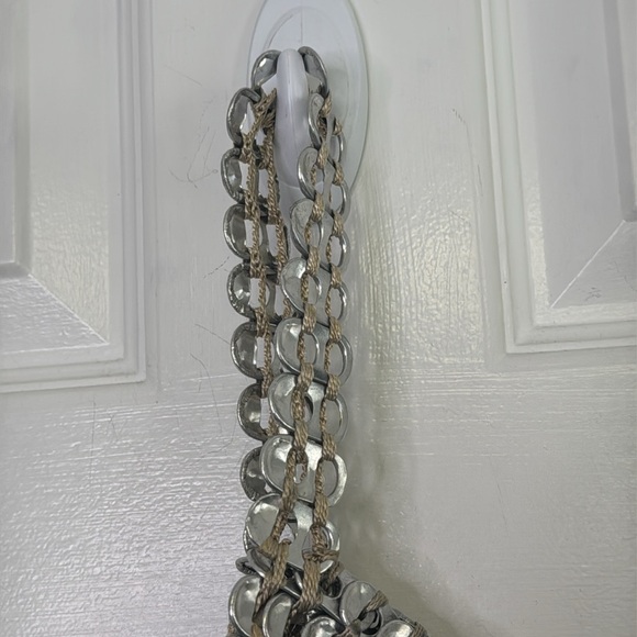Silver and Tan Bottle Cap Woven Wristlet - Picture 4 of 6